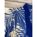 Hawaiian Muumuu Dress with Blue Velvet Trim | Palm Leaf Print 2656-6