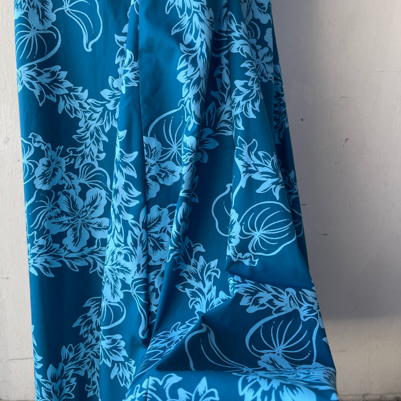 Teal Green Hawaiian Dress with Beautiful Tuberose Lei Print 2861