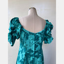 Forest Green Hibiscus Print Hawaiian Dress 2861-5