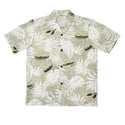 Leafy and Canoe Polynesian Print Aloha Shirt | Green, Blue, Beige - Muumuu Outlet