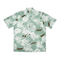 Leafy and Canoe Polynesian Print Aloha Shirt | Green, Blue, Beige - Muumuu Outlet