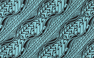 Tapa Hawaiian Print Knit Jersey | Blue - Muumuu Outlet