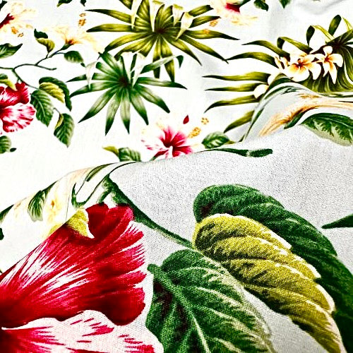 Hibiscus & Plumeria Hawaiian Fabric | Light Blue