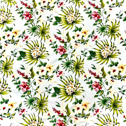 Hibiscus & Plumeria Hawaiian Fabric | Light Blue