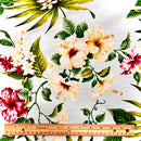 Hibiscus & Plumeria Hawaiian Fabric | Light Blue-2