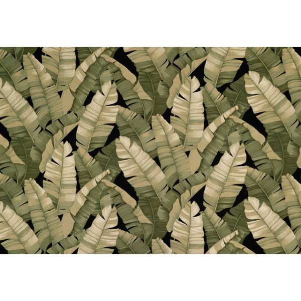 Banana Leaf Print Fabric | Black and Green BLK-0001RP