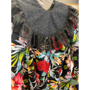 Red Ohia Flower Black Traditional Long Sleeve Muumuu Dress 464-3