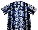 Navy Blue Hibiscus Print Hawaiian Shirt-3