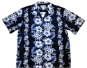 Navy Blue Hibiscus Print Hawaiian Shirt