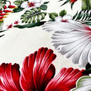 Red & White Hibiscus Heliconia | Beige Off White-3
