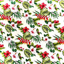 Red & White Hibiscus Heliconia | Beige Off White-1