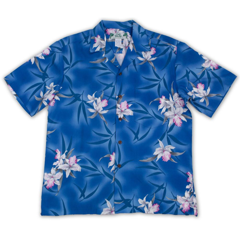 Royal Blue  Orchid Floral Print Shirt | Blue - Muumuu Outlet