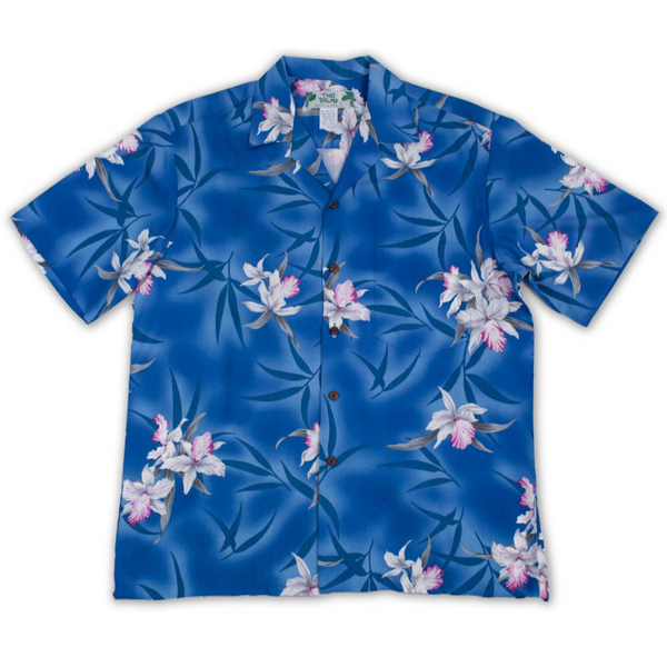 Royal Blue  Orchid Floral Print Shirt | Blue - Muumuu Outlet