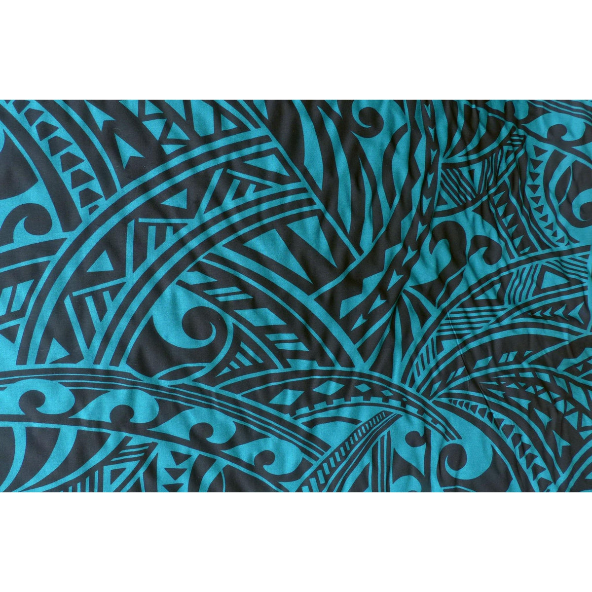 Tapa Print Teal Rayon Fabric - Muumuu Outlet