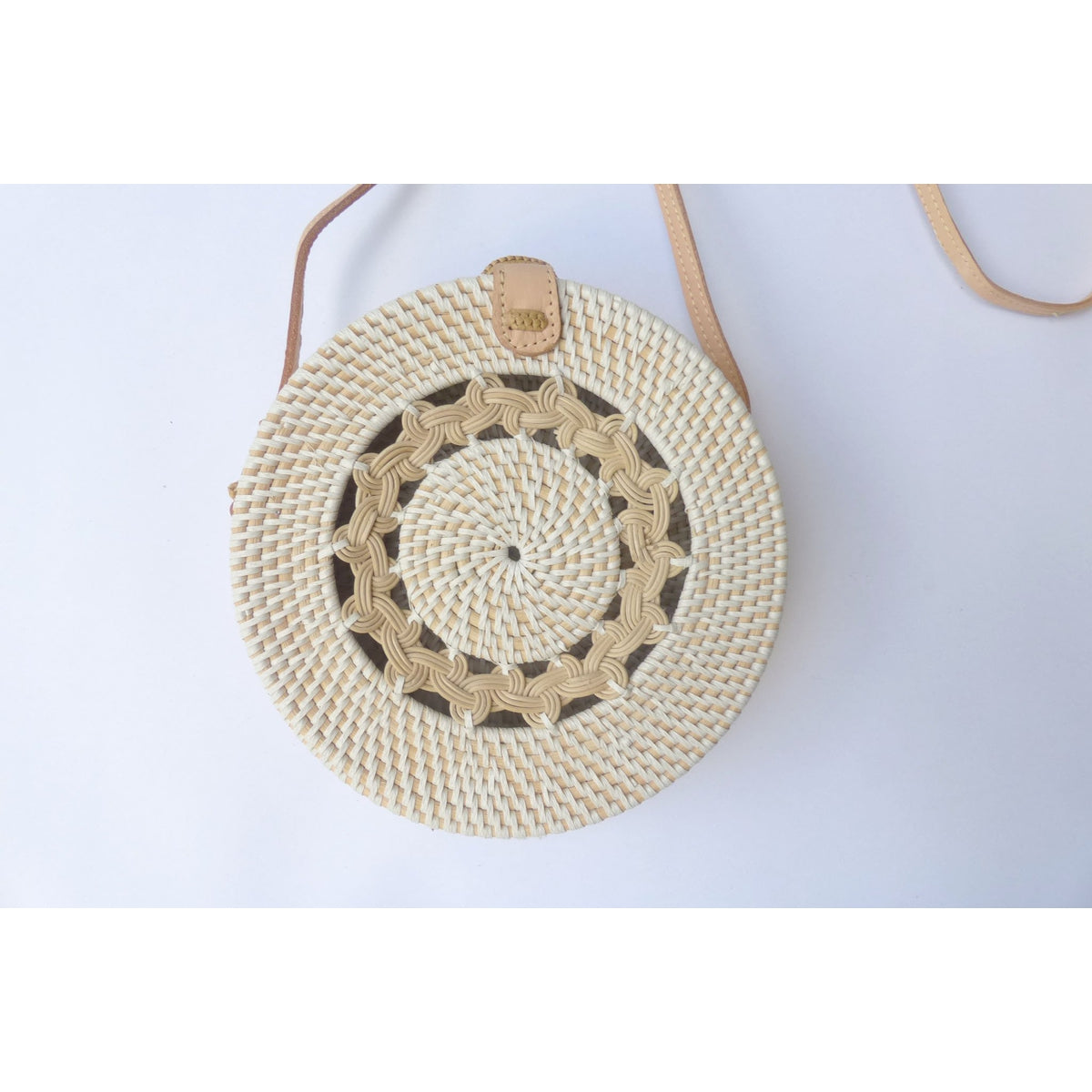 White Braided Round Ata Bag - Muumuu Outlet