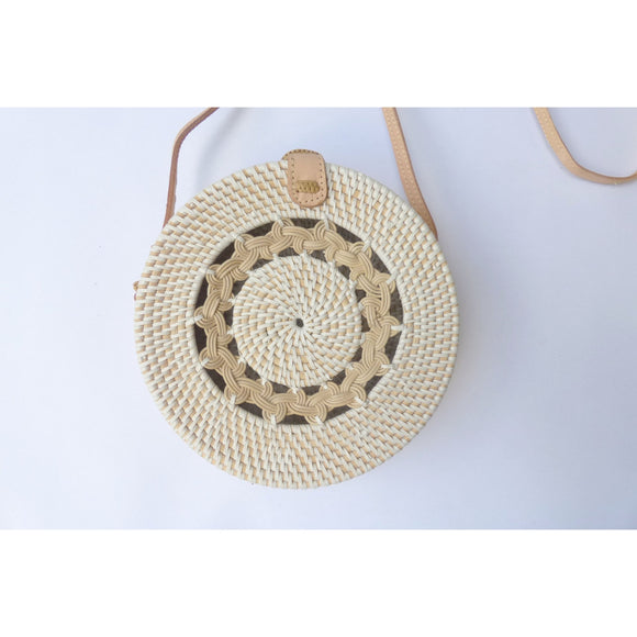 White Braided Round Ata Bag - Muumuu Outlet