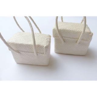 Hand-made White Basket Bag (Small) - Muumuu Outlet