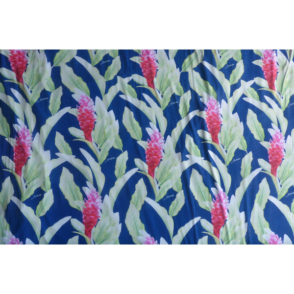 Navy Knit Jersey Hawaiian Fabric - Muumuu Outlet