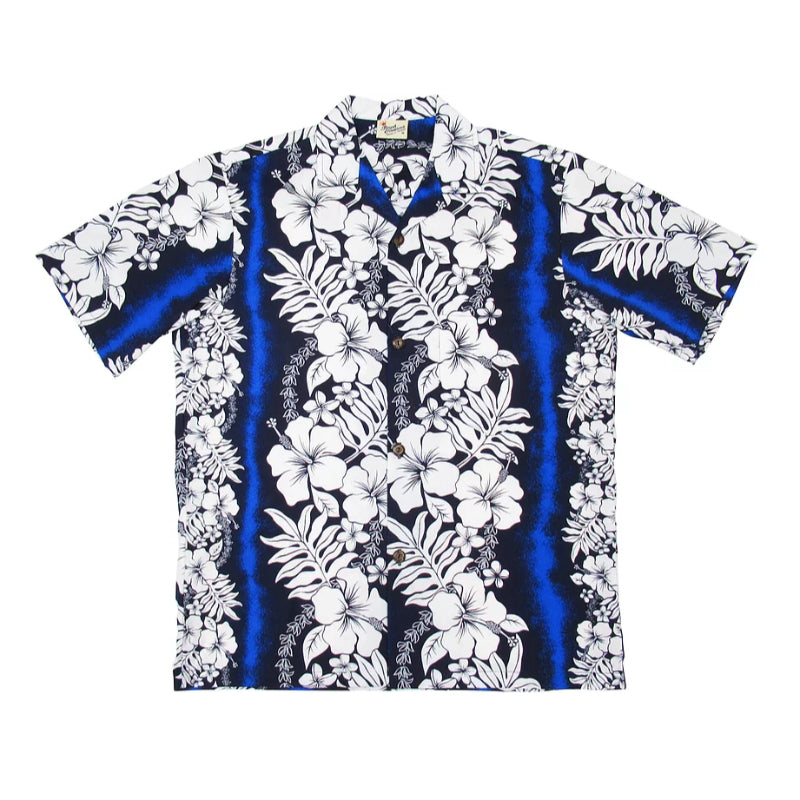 Hibiscus Luau Aloha Shirt | Blue, Purple - Muumuu Outlet