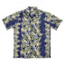 Leafy Panel Print Work Hawaiian Shirt | Blue, Green - Muumuu Outlet