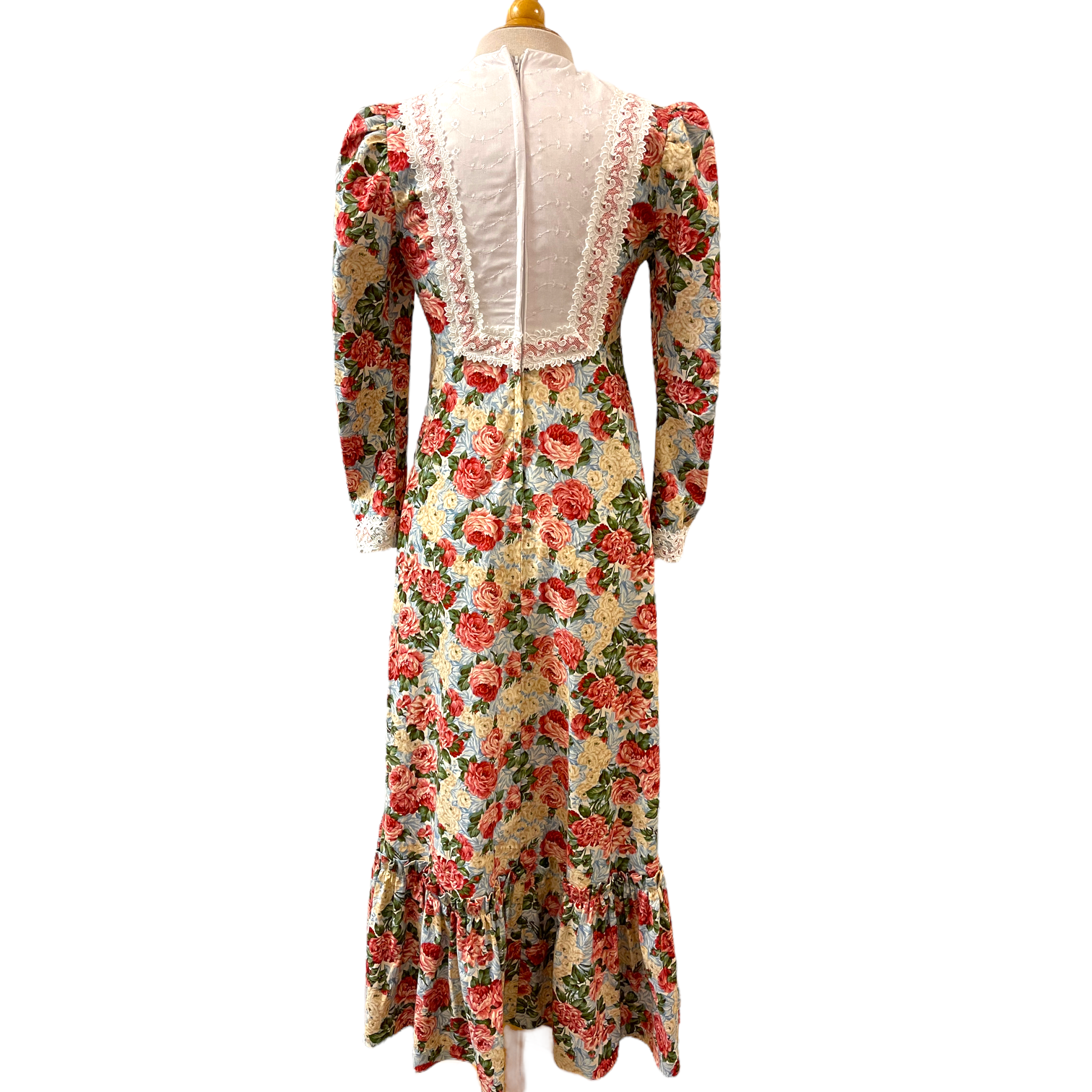 Light Blue Rose Vintage Long Sleeve Traditional Hawaiian Dress 6761 750