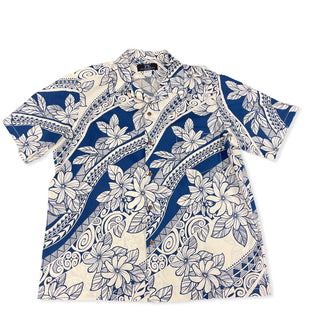 Buy navy Polynesian Print with Flower Hawaiian Shirt | Red and Blue