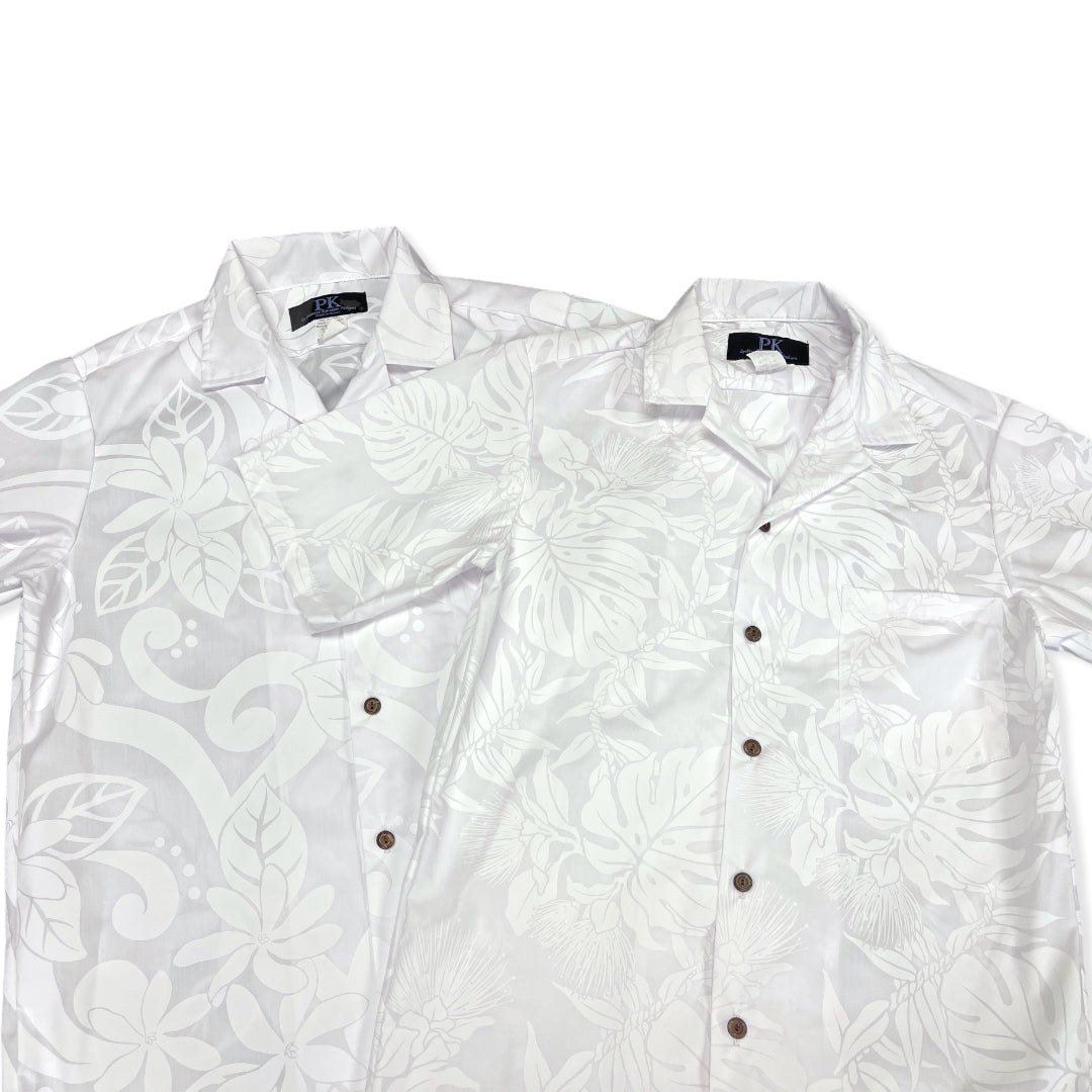 White Hawaiian Shirts | Big Tiare Flower