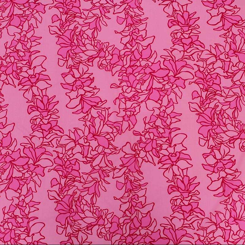 Gorgeous Pink Lei Hawaiian Flower Print Fabric - 0