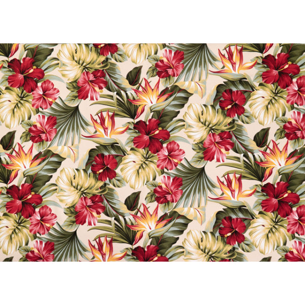 Upholstery Hawaiian Floral Print Fabric | Beige