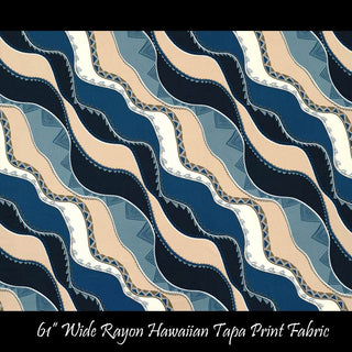 Buy blue Modern Hawaiian Tribal Print Rayon Fabric | Maroon and Black Wave Design RED-0001RP