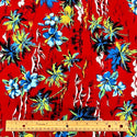 Vintage Style Beach and Palm Tree with Hibiscus and Pineapple | Red 0223 RED-0006C