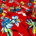 Vintage Style Beach and Palm Tree with Hibiscus and Pineapple | Red 0223 RED-0006C
