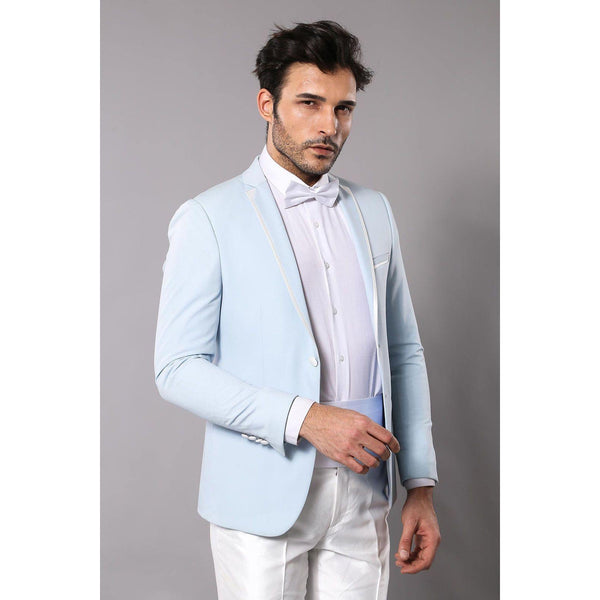 Light Blue Stylish Tuxedo Jacket - Muumuu Outlet