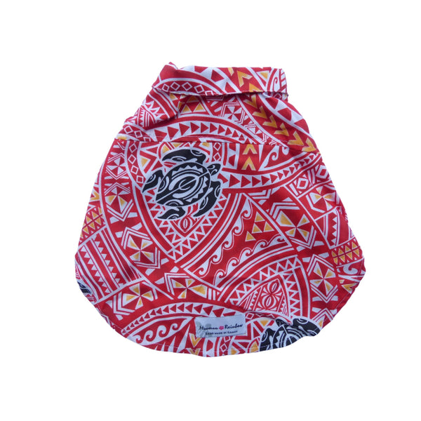 Polynesian Tapa and Turtle Print Hawaiian Shirts for Dog | Red, Blue, Green, Brown