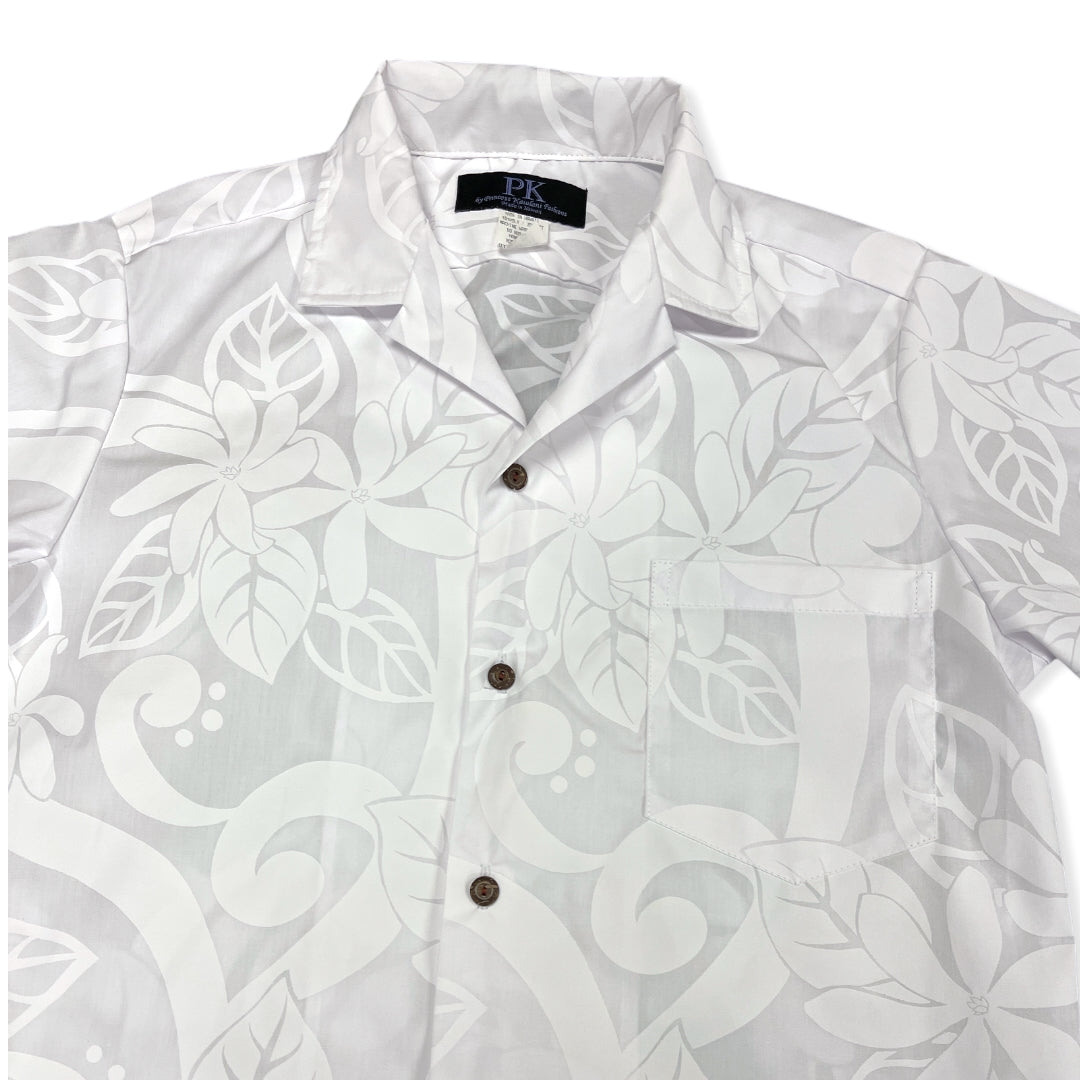 White Hawaiian Shirts | Big Tiare Flower