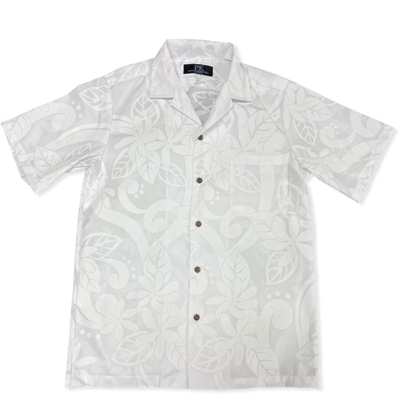 White Hawaiian Shirts | Big Tiare Flower