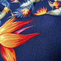Birds of Paradise with Palm Leaf Fabric | Navy 0223 BLU-0003C