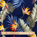 Birds of Paradise with Palm Leaf Fabric | Navy-2