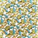 Birds of paradise & Palm Palapalai Hawaiian Fabric 1 | Beige Off White-1
