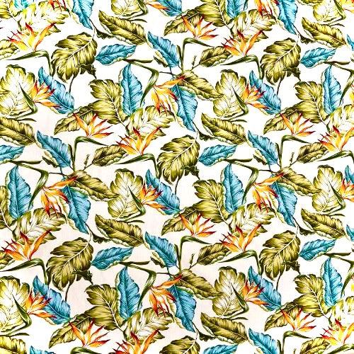 Birds of paradise & Palm Palapalai Hawaiian Fabric 1 | Beige Off White