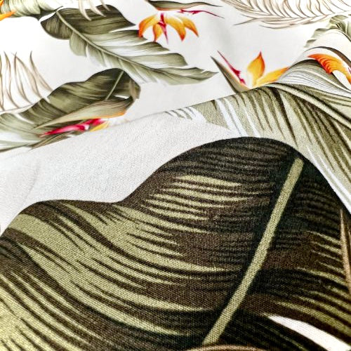 Birds of paradise & Palm Leaf | Beige Off White