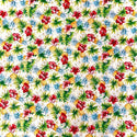 Hibiscus, Pineapple & Plumeria Hawaiian Fabric | Beige Off White 0223 WHT-0004C