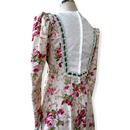 Red Floral Print Lace Trim Vintage Style Long Sleeve Hawaiian Dress 6761/750-4