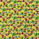Hibiscus, Pineapple & Plumeria Hawaiian Fabric | Yellow-1