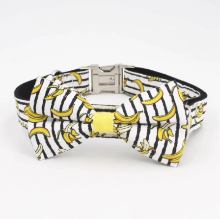 3Pc Dog Set | Bow Tie, Collar, Leash | Banana - Muumuu Outlet