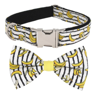 3Pc Dog Set | Bow Tie, Collar, Leash | Banana - Muumuu Outlet