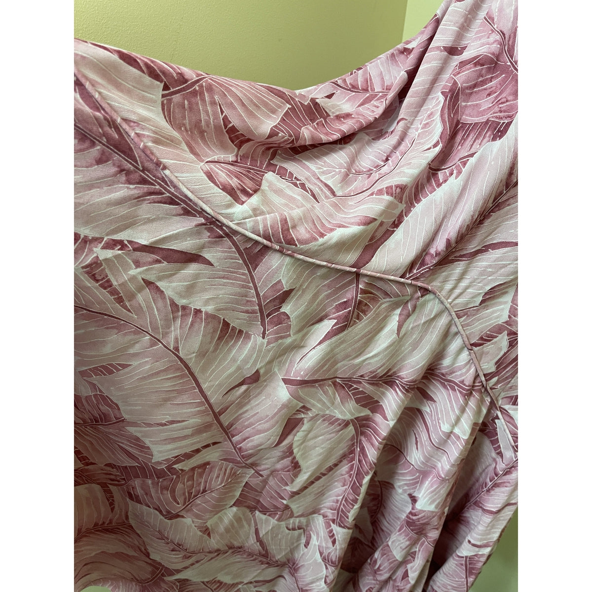 Pink Banana Leaf Rayon Long Hawaiian Dress 2701