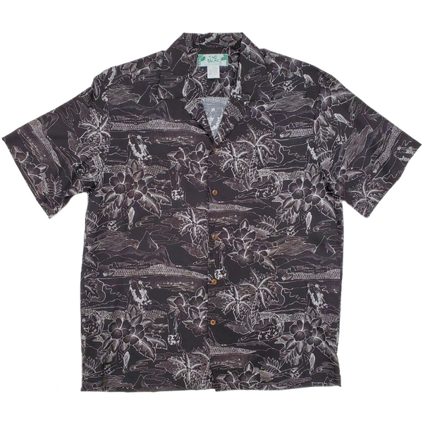 Hawaiian Scenery Rayon Shirt | Black - Muumuu Outlet