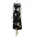 Long Flare Sleeveless Plumeria Print Dress | Black - Muumuu Outlet