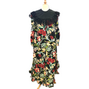 Red Ohia Flower Black Traditional Long Sleeve Muumuu Dress 464-1